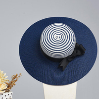 LYZA Women Travel Wide Brim Sun Straw Hat Outdoor Casual Bow Tie Beach Cap