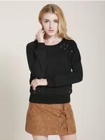 Lztlylzt Women Casual Cross Strap O-neck Long Sleeve Sweatshirt