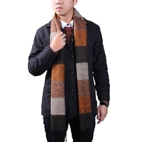 Male Oversize Cashmere Imitation Stripe Knitting Thermal Scarf