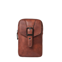 Man PU Waist Bag Running Crossbody Bag Hanging Neck Running Bag Phone Bag Business Bag