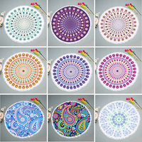 Mandala Peacock Feather Printed Beach Towel Yoga Mat Blanket Tapestry Tablecloth Tassel Silk Scarf