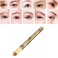 Manual Eyebrow Tattoo Pen Microblading Stainless Steel Gold Eye Brow Makeup Pencil