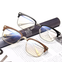 Men Women Vintage Metal Frame Plain Eyeglasses Fashion Half Frame Clear Lens Glasses