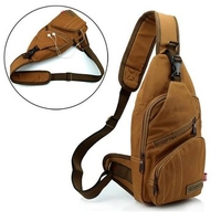 Men 16 ann Cotton Canvas Outdoor Cycling Sport Multi Pockets Chest Crossbody Bag