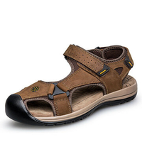 Men Anti-collision Toe Shock Absorption Outdoor Leather Hiking Sandals