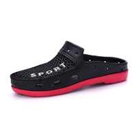 Men Breathable Lycra Mesh Fabric Splicing Flat Slip On Beach Sandals
