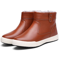Men British Side Zipper Warm Fur Lining Non-slip Snow Casual Ankle Boots