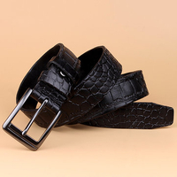 Men Business Crocodile Pattern First Layer Of Leather Belt Leisure Genuine Leather Pin Buckle Belt