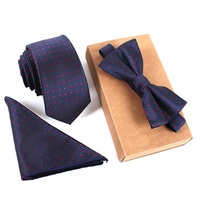 Men Business Vintage Tie Sets Neck Tie Bow Tie Pocket Square Towel For Wedding Meeting And Party
