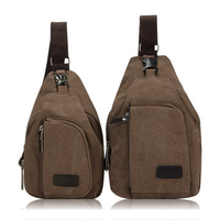 Men Canvas Casual Hiking Outdoor Sports Zipper Portable Chest Bag Shoulder Bag