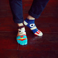 Men Cartoon Printed Super Hero Socks Cotton Comfortable Straight Boat Socks