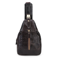 Men Casual Genuine Leather Vintage Chest Bag Leisure Crossbody Bag Retro Shoulder Bag