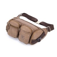 Men Casual Vintage Frosted Genuine Leather Multi-Pocket Waist Bag