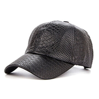 Men Classic Crocodile Grain PU Leather Baseball Cap Casual Outdoor Sun Hats Adjustable Duck Cap