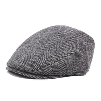 Men Classic Stripe Beret Cap Retro Hats For The Older Casual Outdoor Warm Windproof Cap