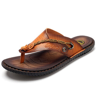 Men Clip Toe Slippers Comfortable Soft Sole Flat Casual Beach Sandals