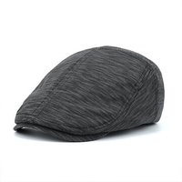 Men Cotton Striped Adjustable Beret Hat Casual Sunshade Painter Caps Flat Sun Hat