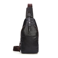 Men Cow Leather Crossbody Bag Genuine Leather Crocodile Waist Bag
