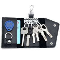 Men Cow Leather Wallet Key Genuine Leather Passport Wristlet Wallet