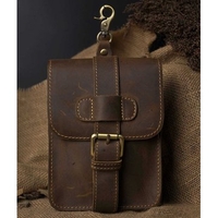 Men Cowhide Leather Waist Pack Genuine Leather Portable With hook