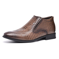 Men Crocodile Pattern Pointed Toe Business Casual Boots