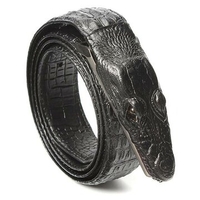 Men Crocodile Skin Cowhide Leather Belt