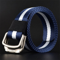 Men Double Loop Buckle Breathable Nylon Belt Outdoor Casual Sports Durable Belt
