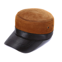 Men Durable Genuine Leather Breathable Warm Flat Cap