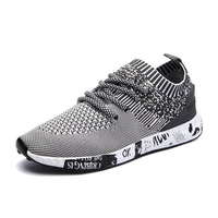 Men Elastic Flyknit Fabric Light Running Sneakers Lace Up Casual Sneakers
