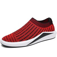 Men Elastic Flyknit Fabric Low-top Slip On Breathable Running Casual Sneakers