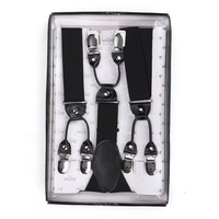 Men Elastic Suspenders Adjustable Black Wide 35mm Braces Clips-on Y-Shape