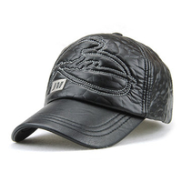 Men Embroidery Letter PU Leather Baseball Caps Casual Outdoor Visor Golf Hats