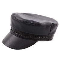 Men Genuine Leather Cowhide Flat Cap Solid Army Hats Classic Hand-Made Beret Cap Duck Cap