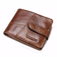Men Genuine Leather Vintage Short Wallet 6 Card Slots Card Holder Coin Holder 3 Colors