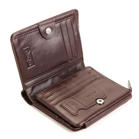 Men Genuine Leather Wallets Large Capacity Zipper Cards Cash Purse