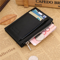 Men Genuine Leather Zipper Portable Wallet Card Holders