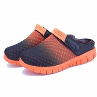 Men Gradient Mesh Breathable Two Way Wearing Slip On Flat Beach Sandals