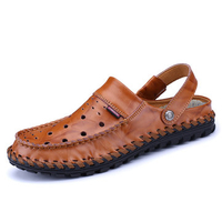 Men Hand Stitching Hole Breathable Leather Sandals