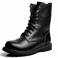Men High Top Classic Black Casual Lace Up Mid Calf Work Boots