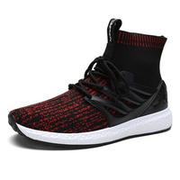 Men Knitted Fabric Hight Top Soft Lace Up Casual Sneakers