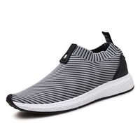 Men Knitted Strech Fabric Breathable Non-slip Slip On Casual Sneakers