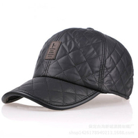 Men Leather Earflap Earmuffs Baseball Cap Adjustable Blank Golf Sport Outdoor Hat
