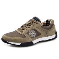 Men Leather Splicing Wear Resistant Lace Up Outdoor Sneakers