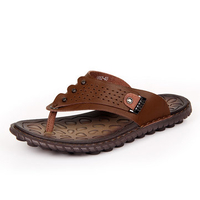 Men Metal Decoration Clip Toe Slippers Flat Casual Beach Sandals