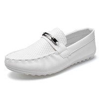 Men Metal Plaid Check Slip On Driving Breathable Loafers