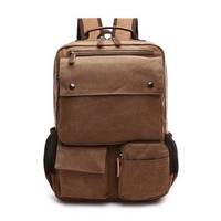 Men Multi-pocket Canvas Casual Shoulder Bags Large Capacity Backpack Travel School Sports Bags