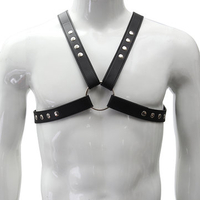 Men PU Leather Body Chest Harness Goth Gay Interest Adjustable Buckles Clubwear