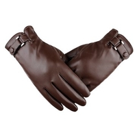 Men PU Leather Thick Winter Warm Gloves Outdoor Driving Windproof Screen Touch Mittens