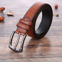 Men Retro Cowboy PU Leather Belt Grain Pattern Strap Fashion Pin Buckle Waistband