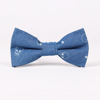 Men Retro Wind Denim Cotton Bowknot Tie Cool Business Party Cravat